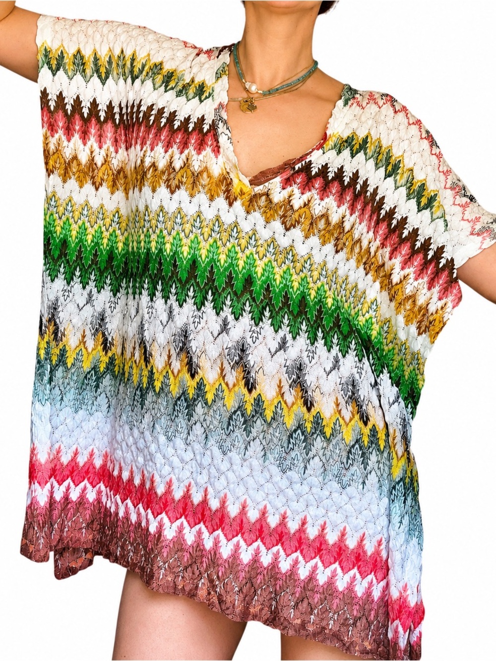 Missoni Mare Multicolor Zigzag Knit Tunic Cover-Up | Made in Italy | Viscose